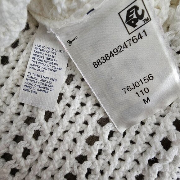 Tommy Hilfiger Women's White Crew Neck Crochet Open Knit Sweater - Picture 5 of 8